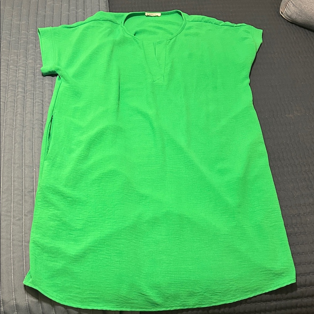 Vibrant Green Tunic Top Dress